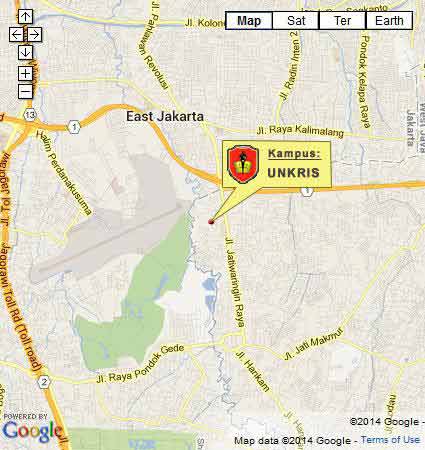 Peta Lokasi (Google Map) Universitas Krisnadwipayana Jakarta Nomor